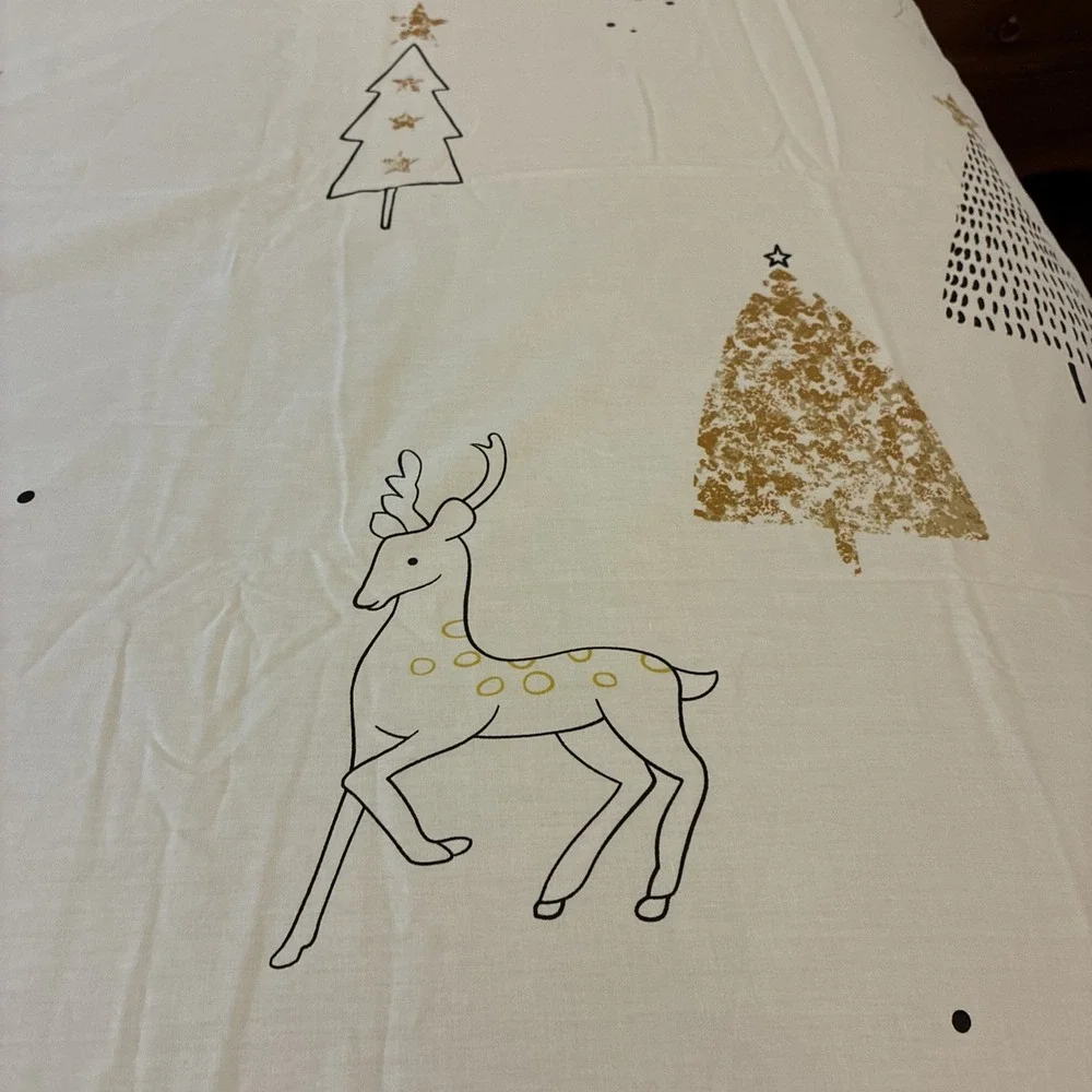 FenDie Queen Duvet + 2 Pillow Shams Christmas Reindeer New Out Of Package